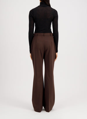 Flared fitted trousers viscose flannel