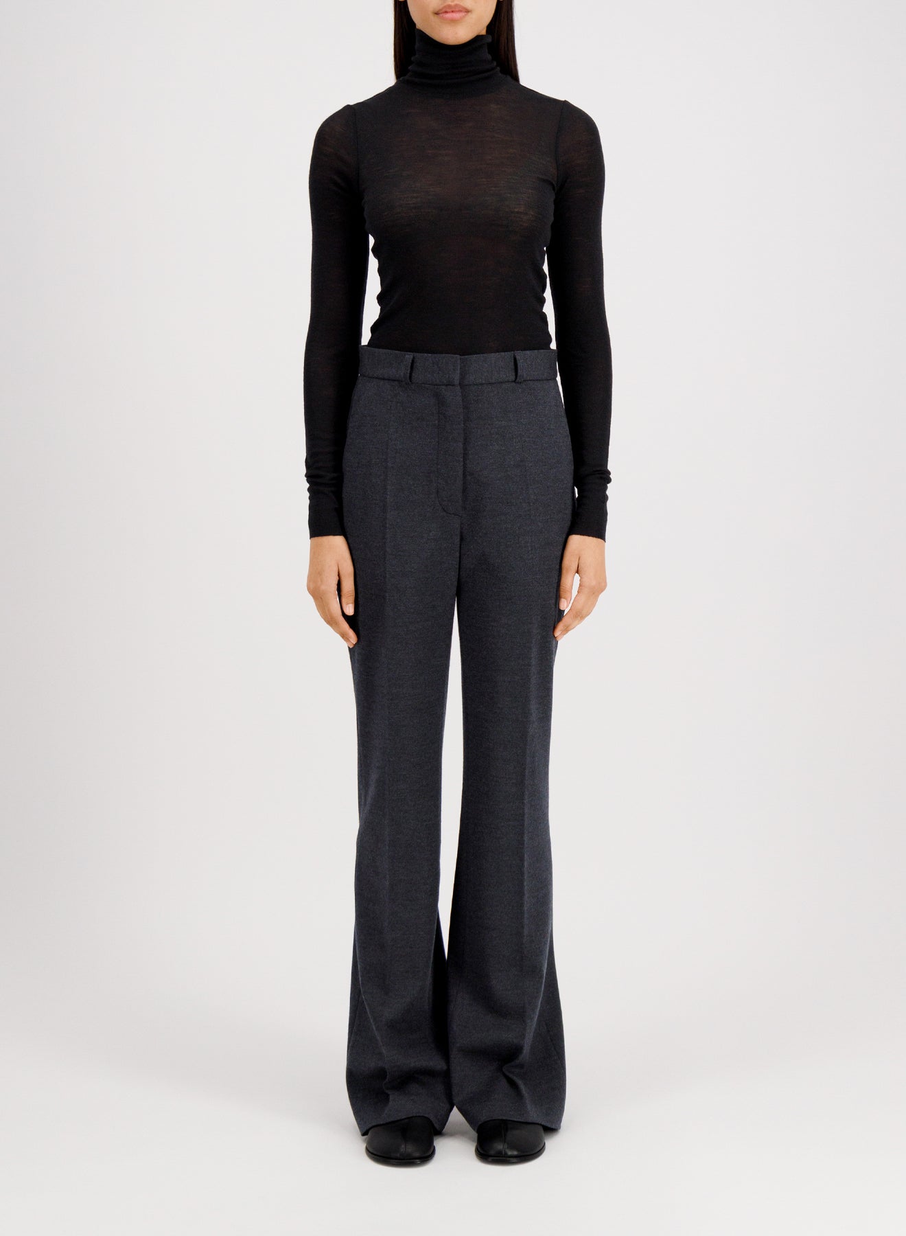 Flared fitted trousers superfine merino