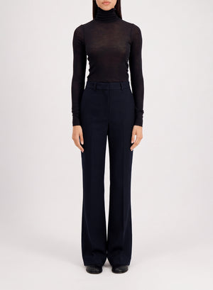 Flared fitted trousers superfine merino