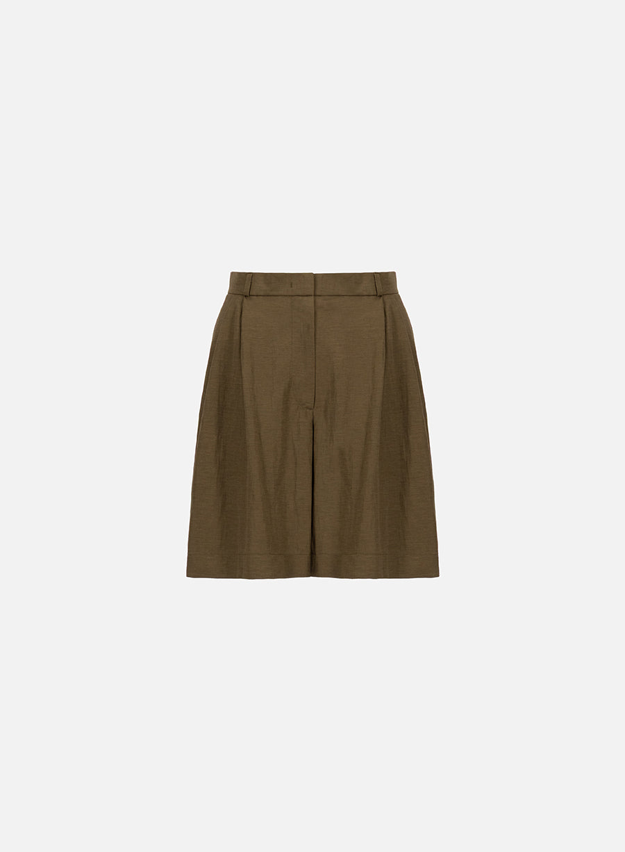 pleated bermuda rayon