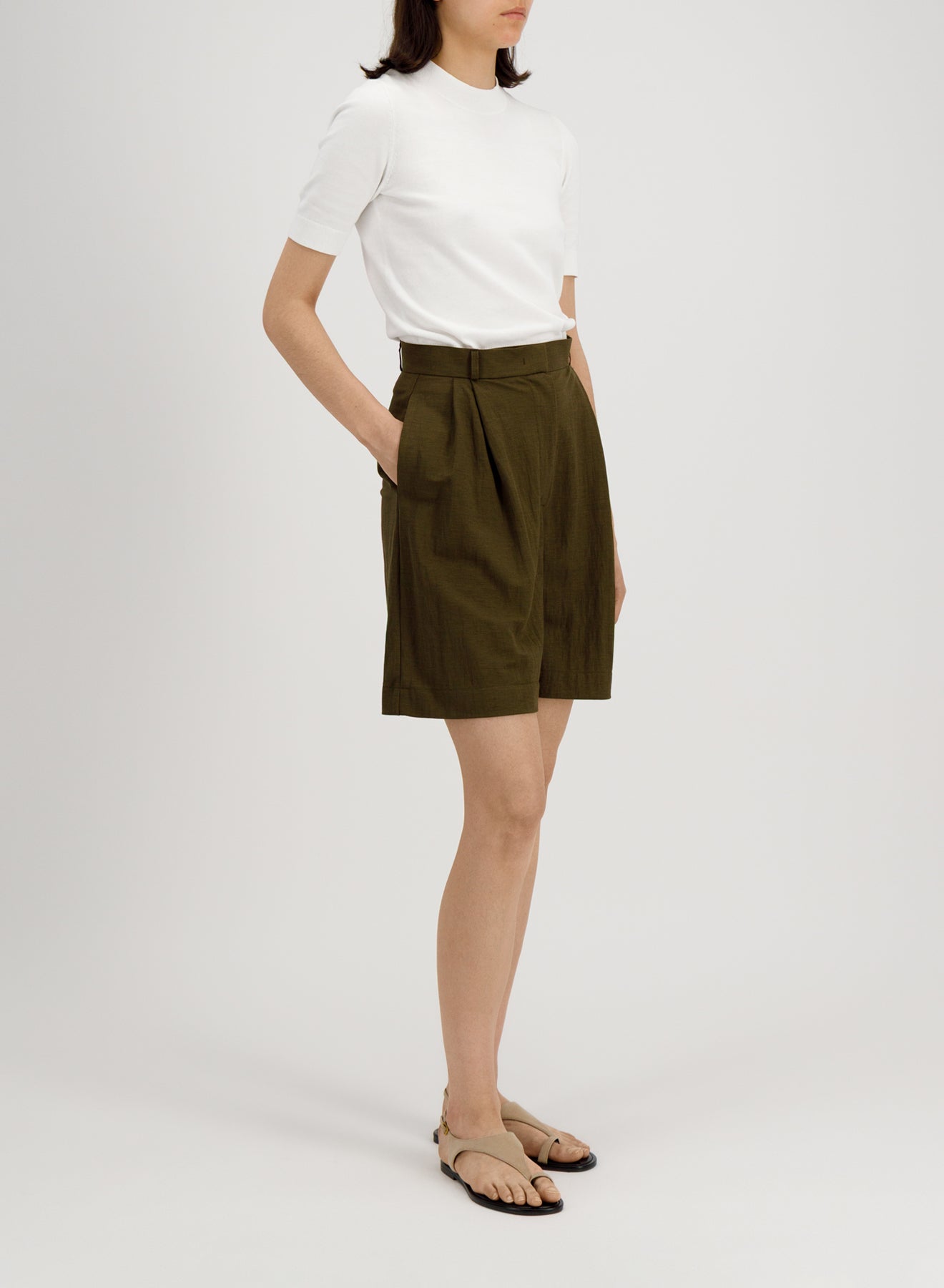 pleated bermuda rayon