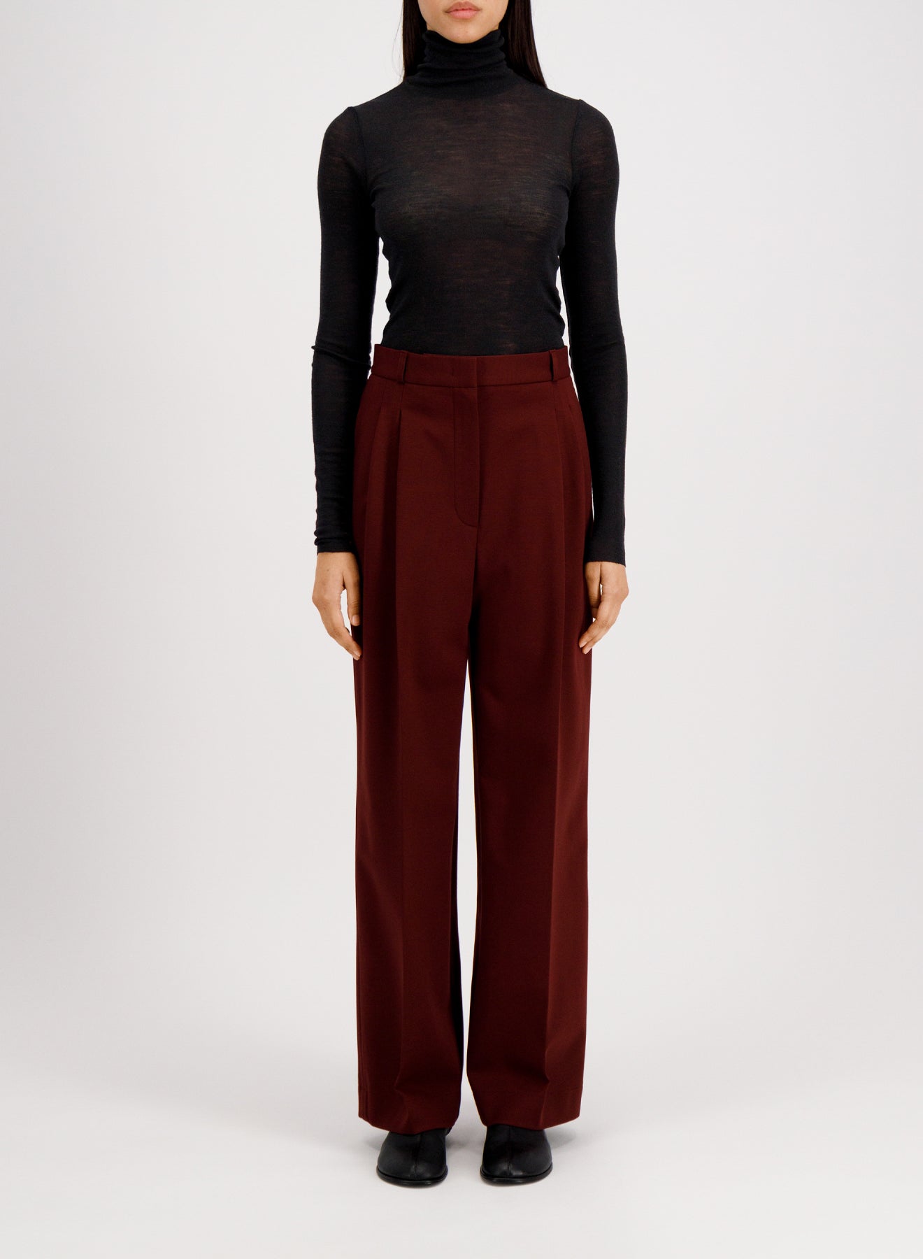 Double pleats trousers viscose flannel