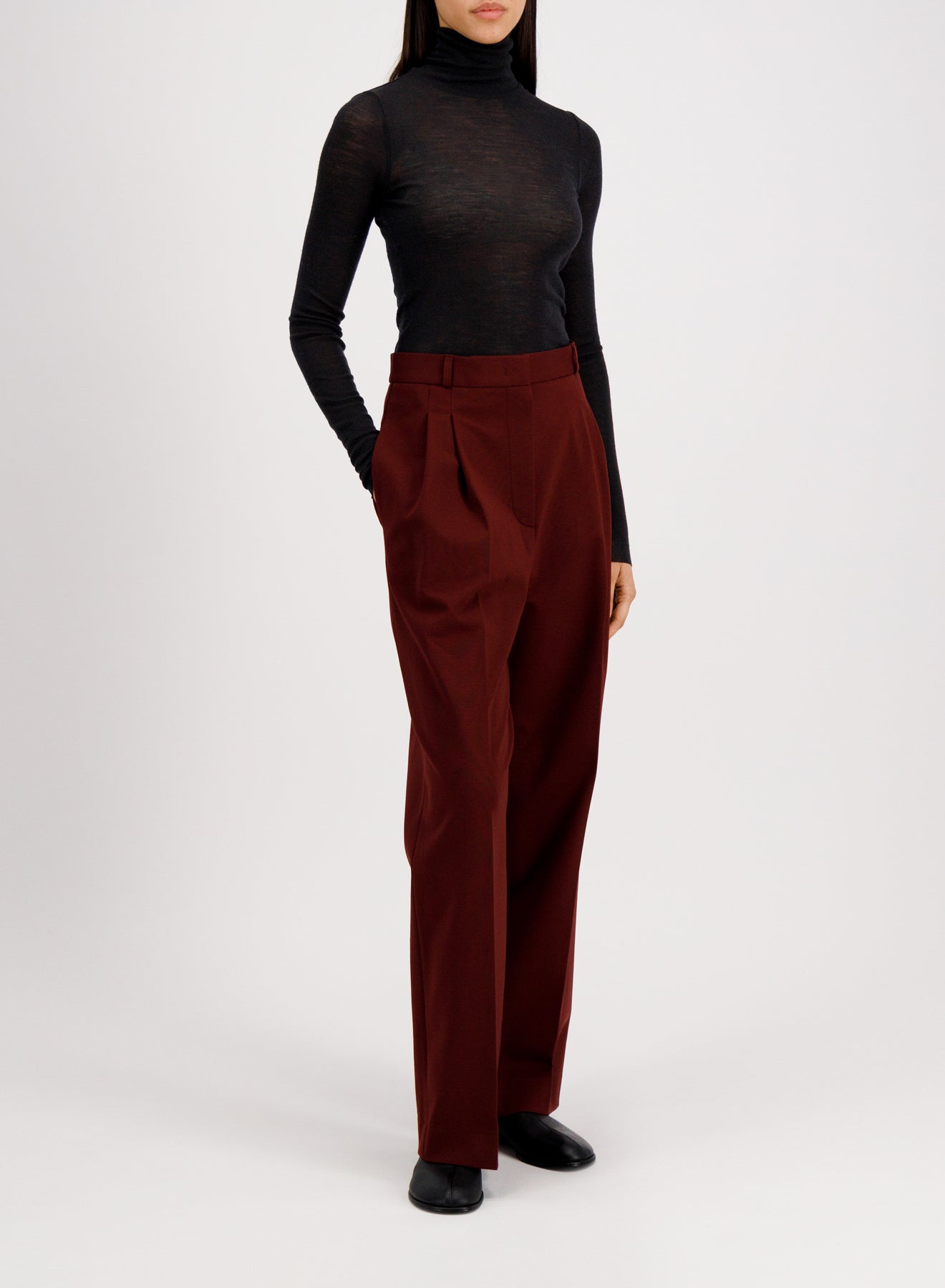 Double pleats trousers viscose flannel