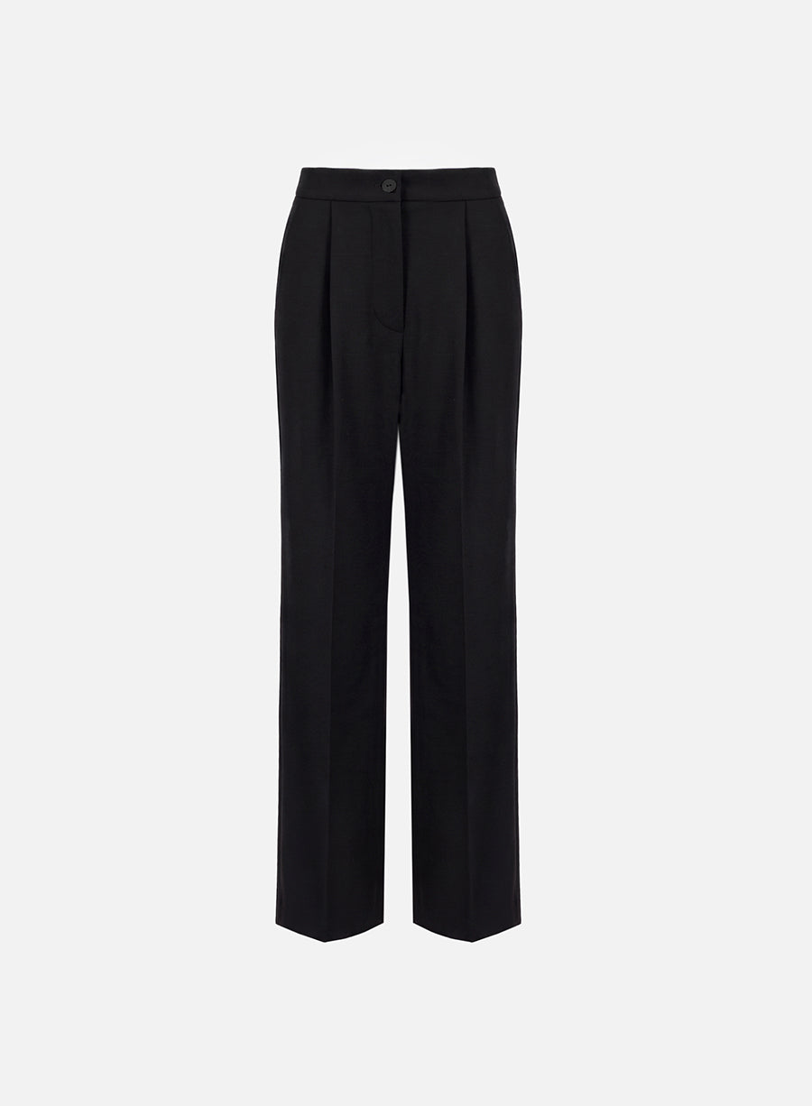 pleated trousers with elastic waist superfine merino