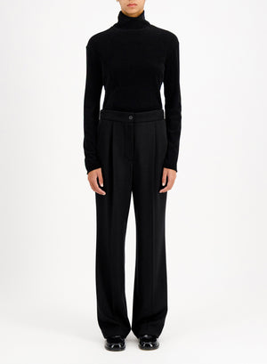 pleated trousers with elastic waist superfine merino