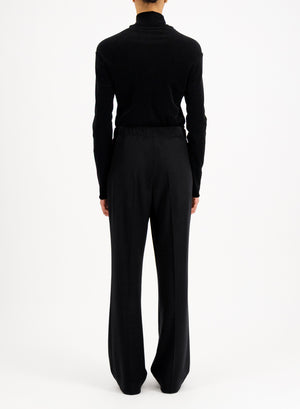 pleated trousers with elastic waist superfine merino