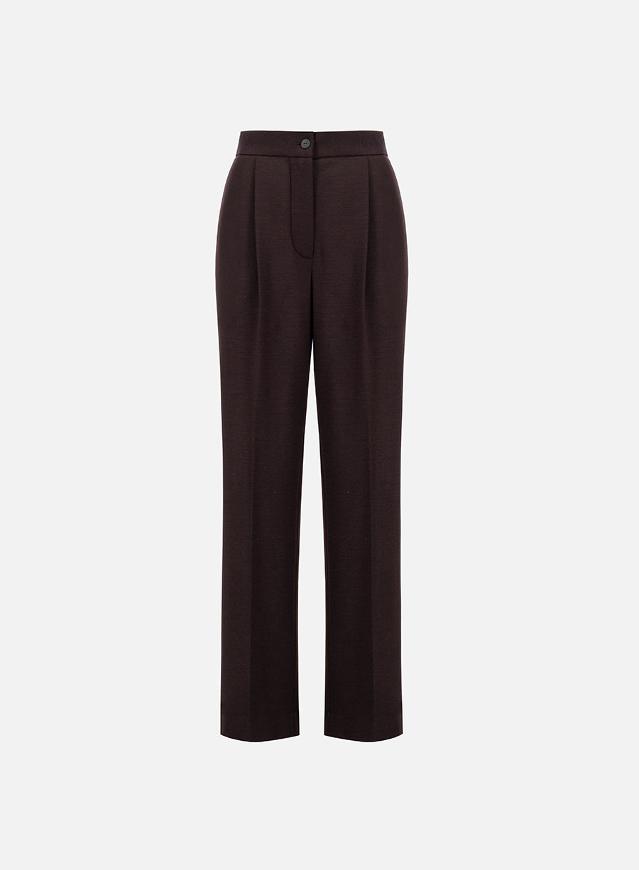 pleated trousers with elastic waist superfine merino