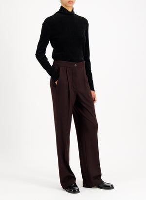 pleated trousers with elastic waist superfine merino