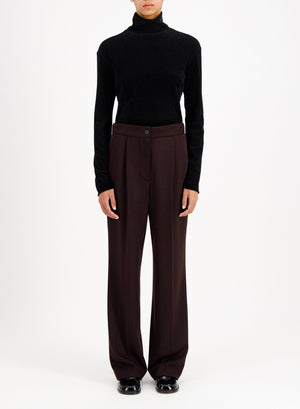 pleated trousers with elastic waist superfine merino