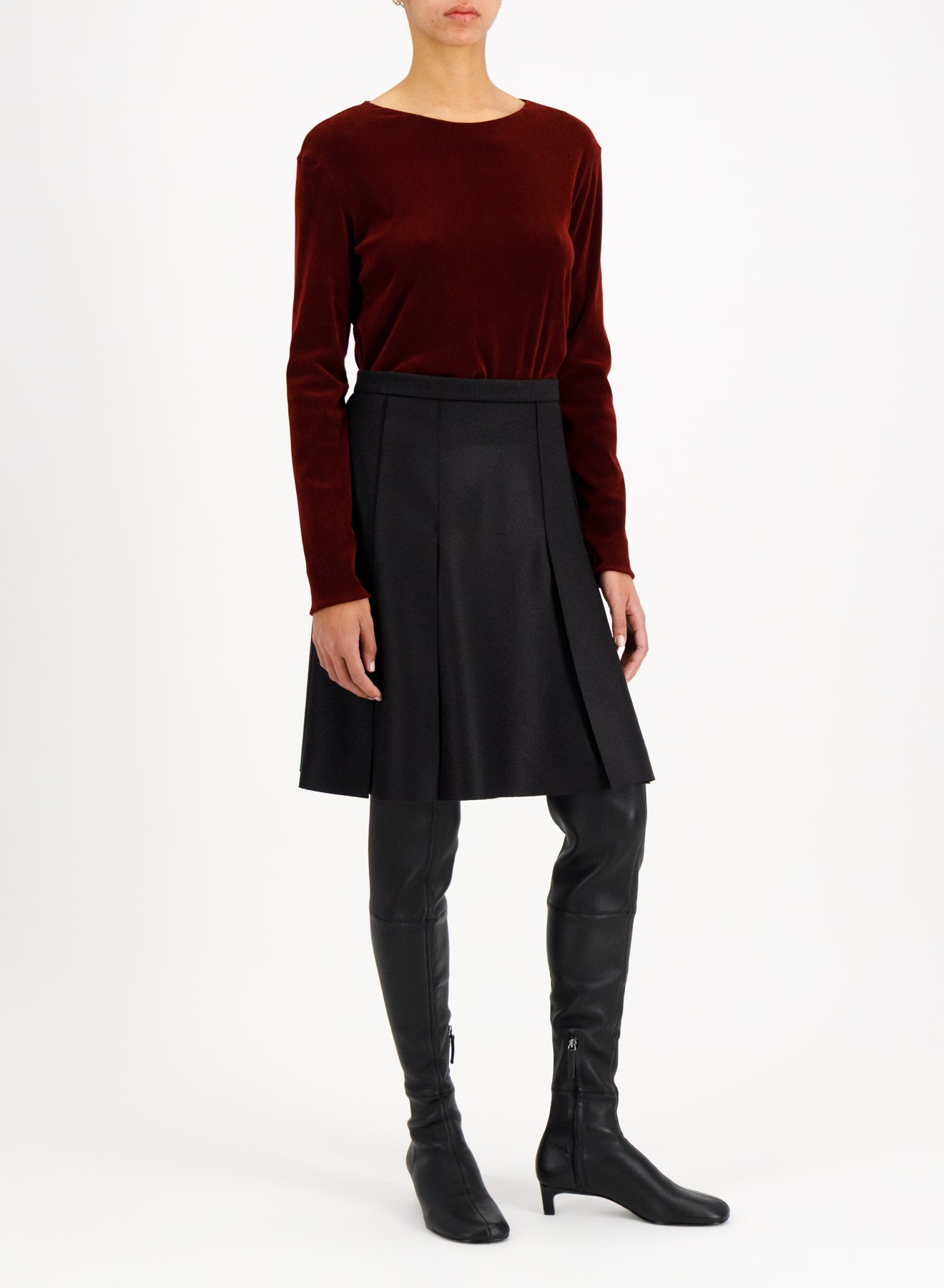 panel skirt light pressed wool