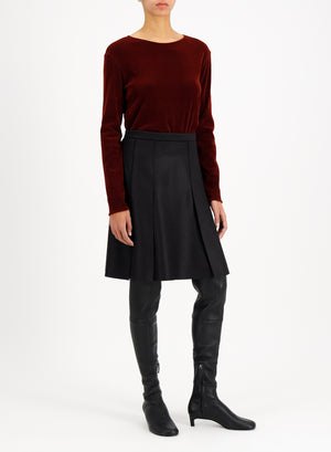 panel skirt light pressed wool