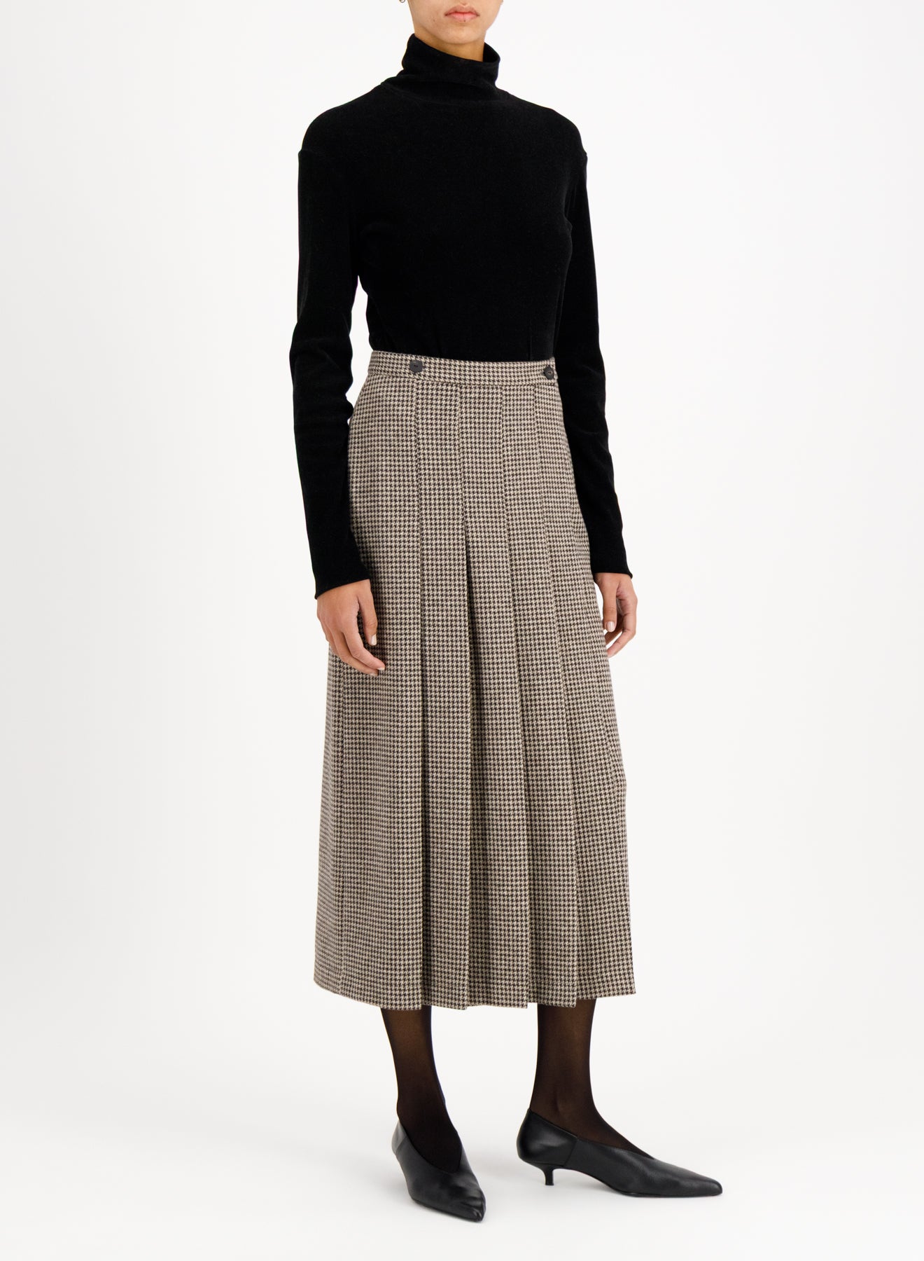 long plated skirt patterned moleskin