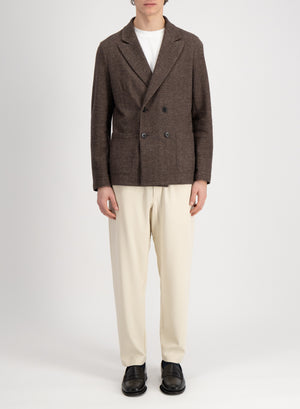 Peak lapel blazer patterned wool & cotton blend moleskin texture