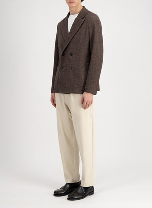 Peak lapel blazer patterned wool & cotton blend moleskin texture