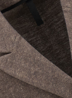 Peak lapel blazer patterned wool & cotton blend moleskin texture