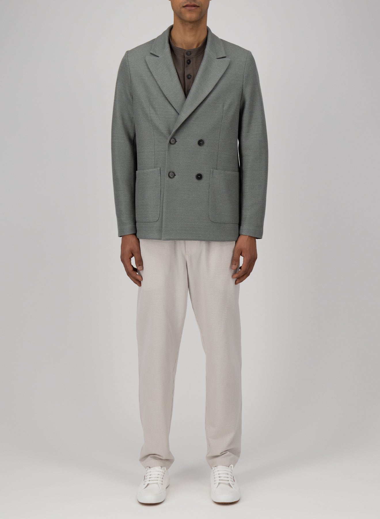 Peak lapel blazer linen honeycomb