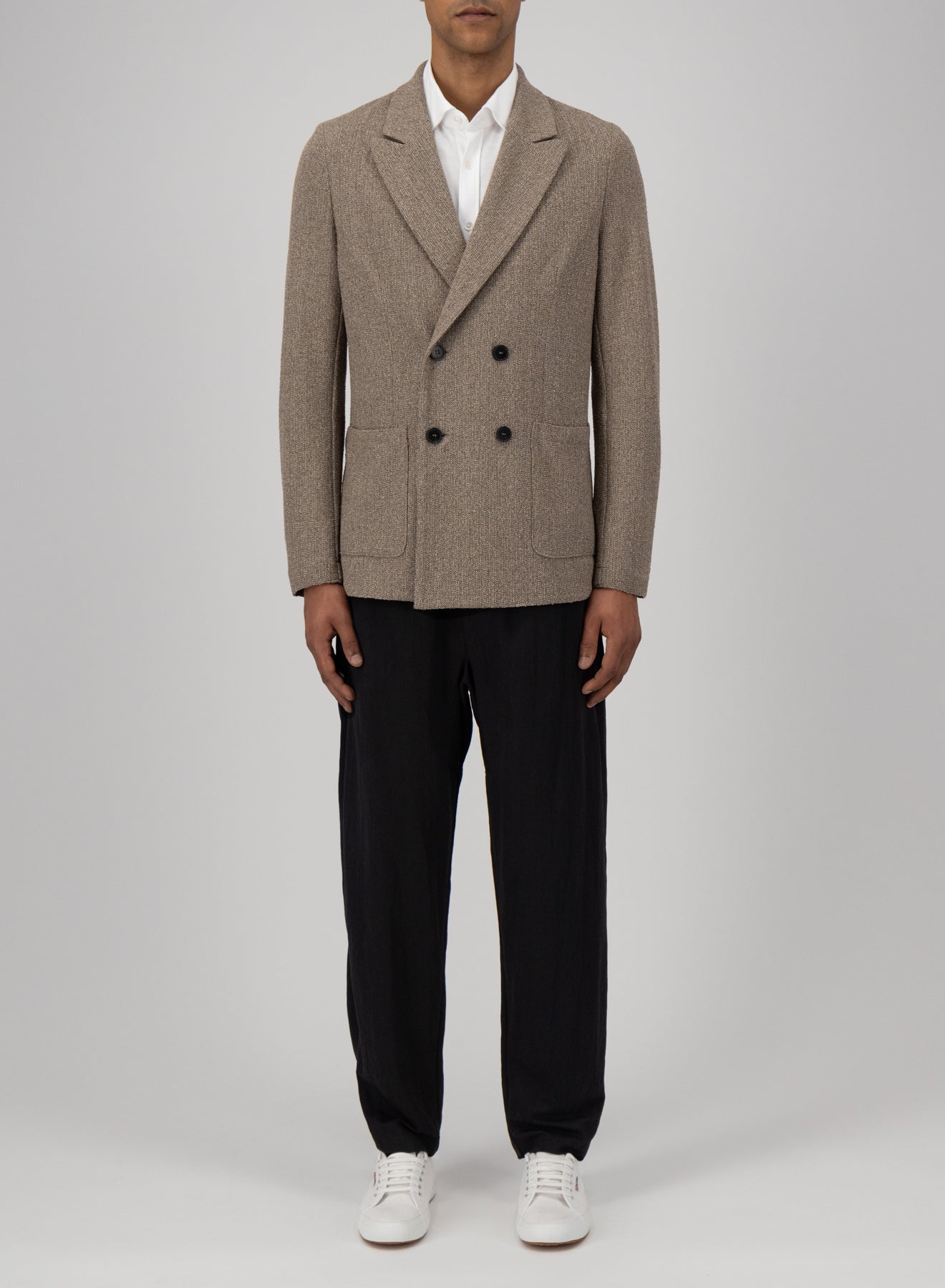 d.b. peak lapel blazer bicolour frisé