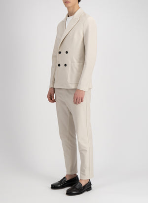 Peak lapel blazer cotton twill