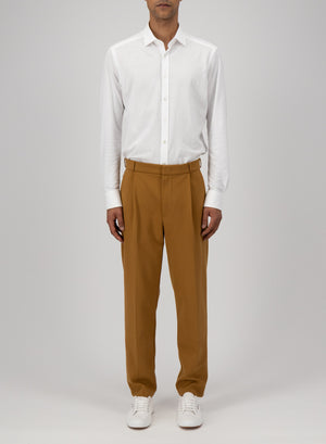 pleated trousers diagonal crafted with Loro Piana fabric