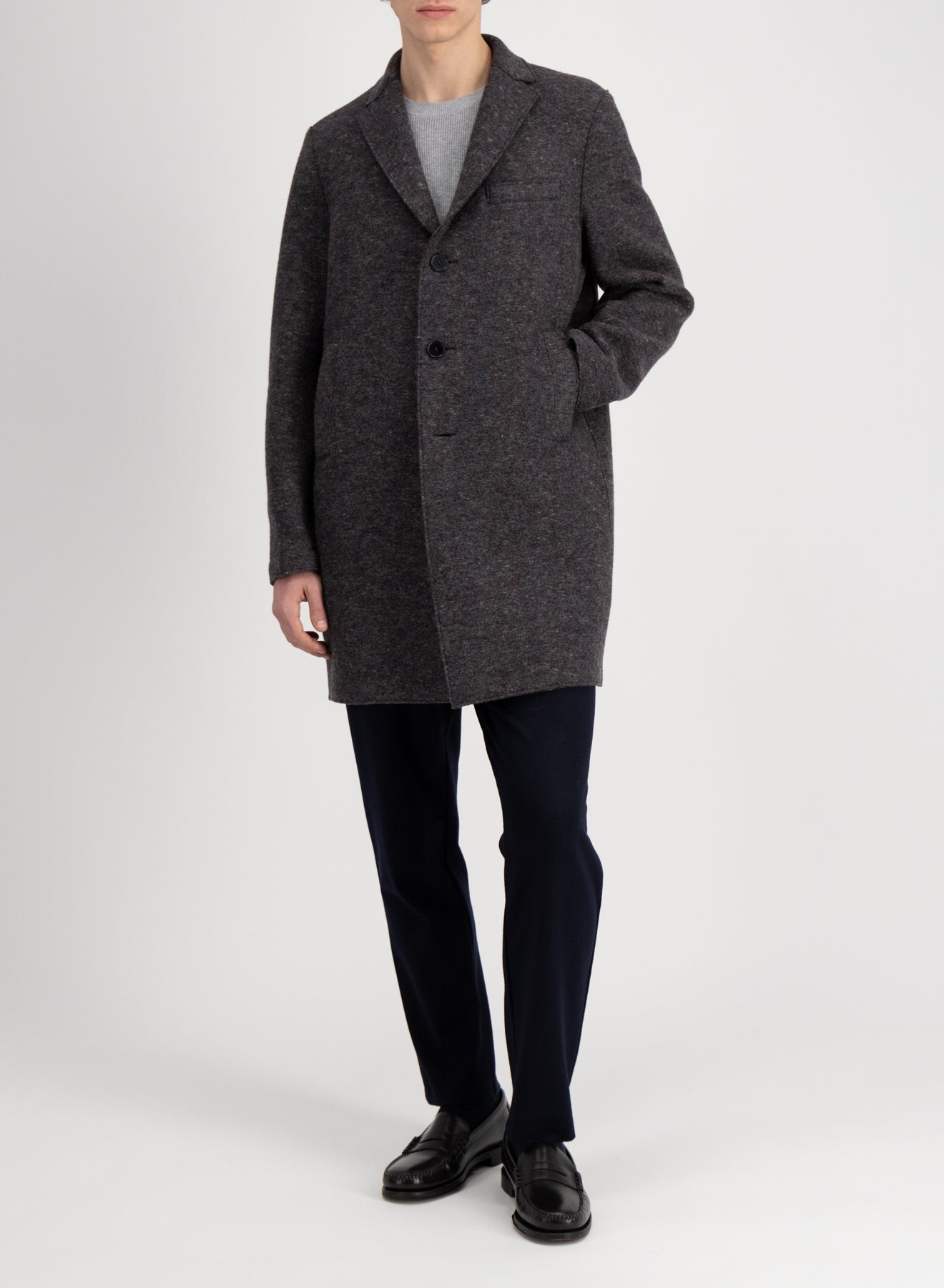 Black boiled wool coat best sale