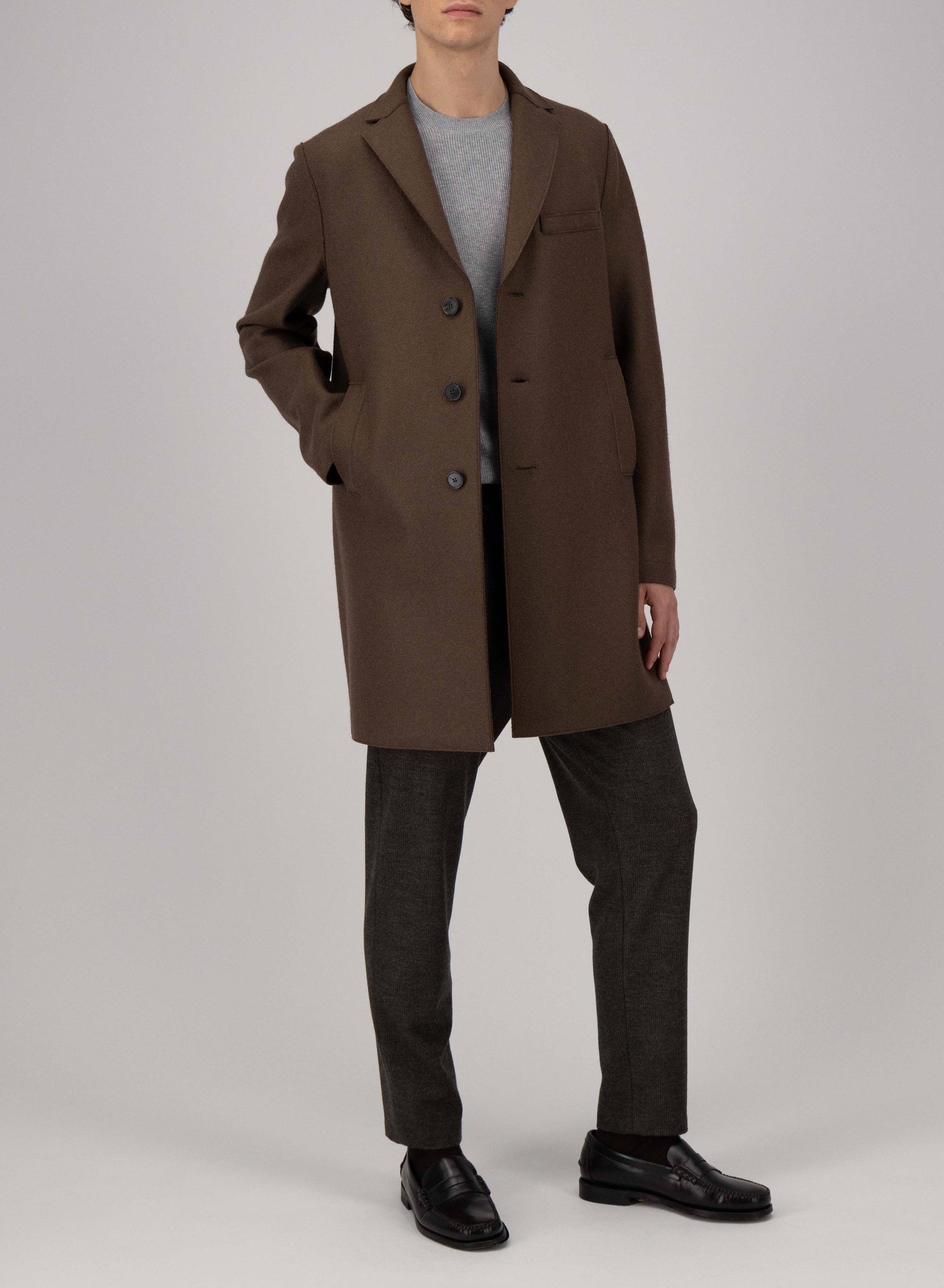 Boxy coat pressed wool