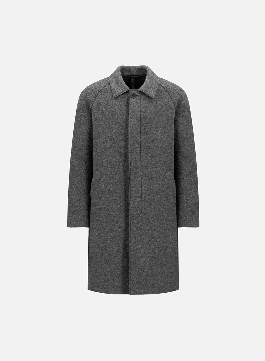 Fly front raglan coat boiled wool