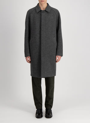 Fly front raglan coat boiled wool