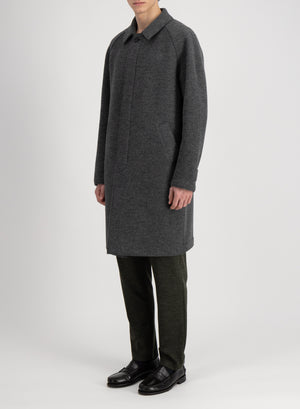 Fly front raglan coat boiled wool