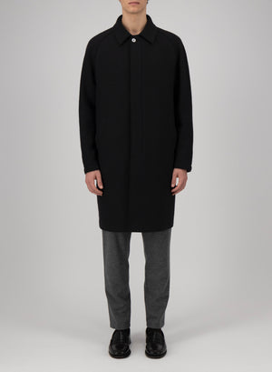 Fly front raglan coat boiled wool