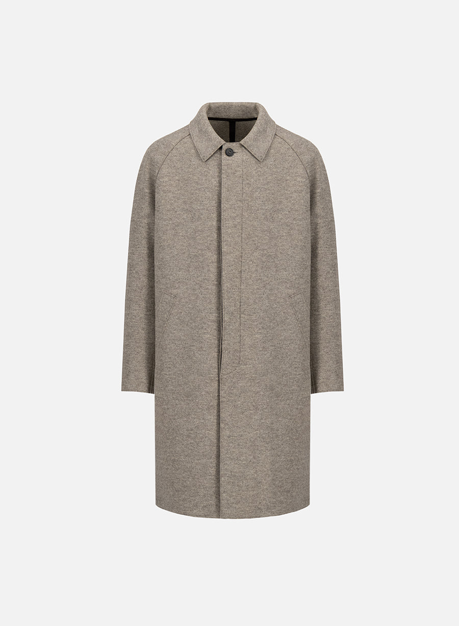 Fly front raglan coat pressed wool