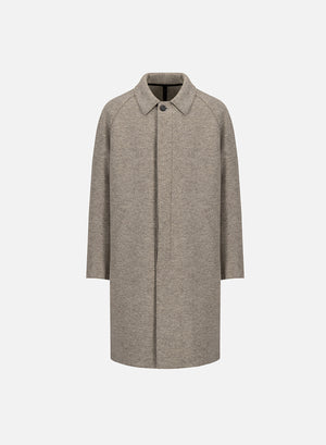 Fly front raglan coat pressed wool