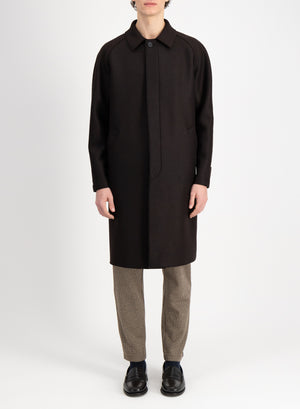 Fly front raglan coat pressed wool