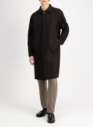 Fly front raglan coat pressed wool