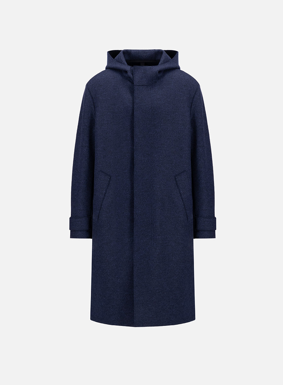 Drop shoulder parka pressed wool