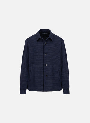 Shirt jacket patterned wool & cotton blend moleskin texture