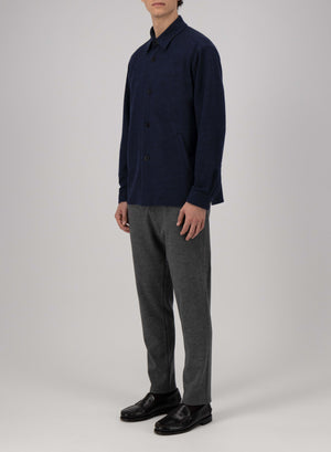 Shirt jacket patterned wool & cotton blend moleskin texture