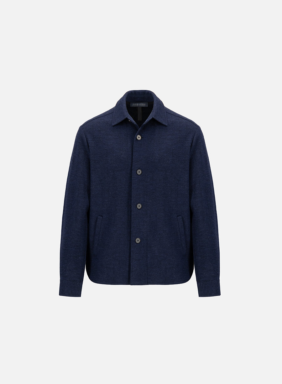 Shirt jacket patterned wool & cotton blend moleskin texture