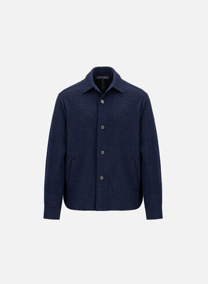 Shirt jacket patterned wool & cotton blend moleskin texture