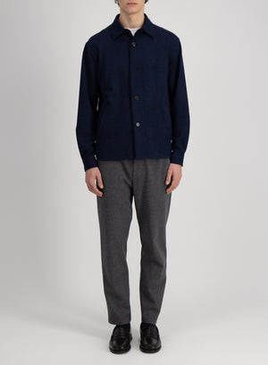 Shirt jacket patterned wool & cotton blend moleskin texture