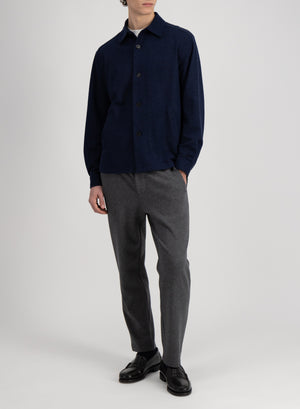 Shirt jacket patterned wool & cotton blend moleskin texture