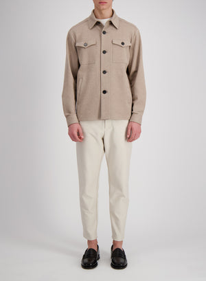 Shirt jacket cavalry twill carfted with a Loro Piana fabric