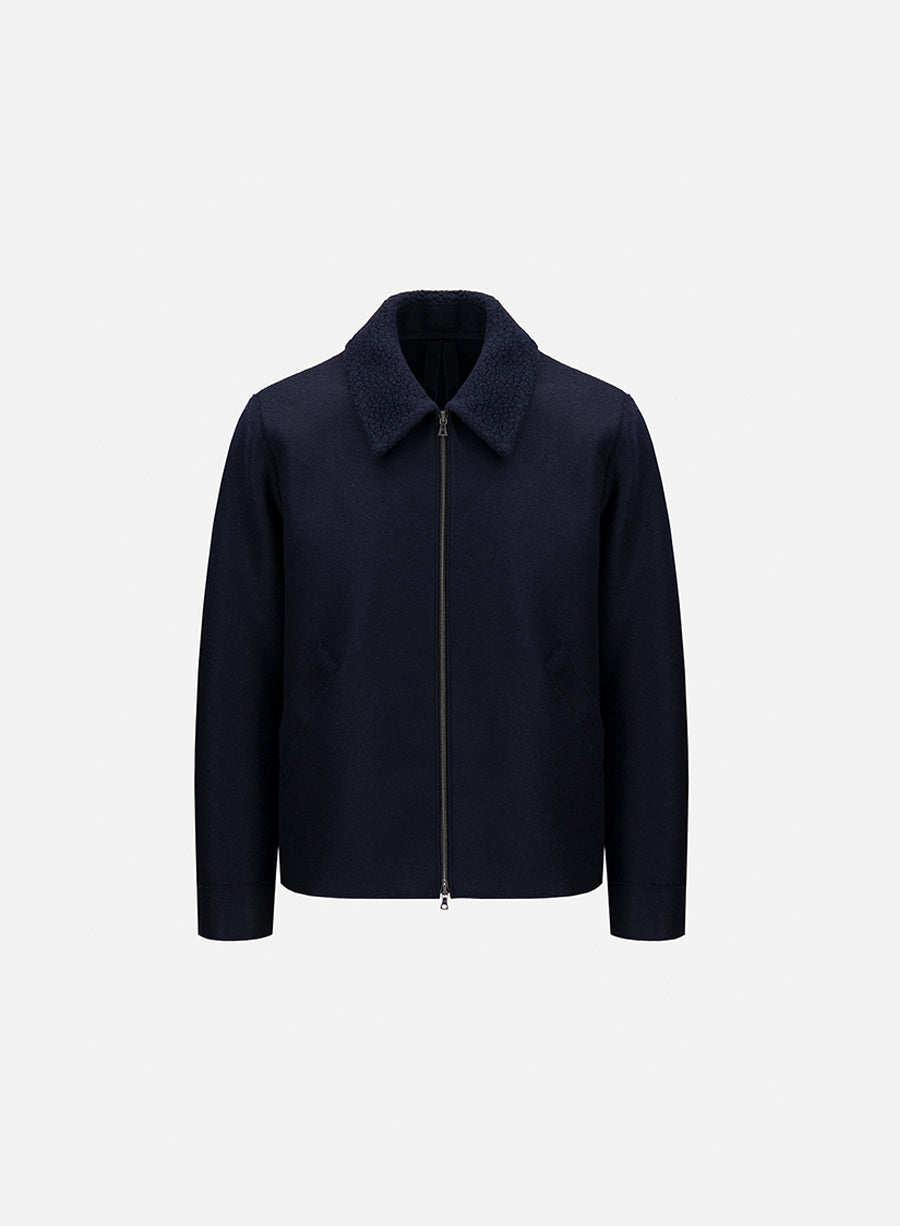 Golf jacket pressed wool and bouclé
