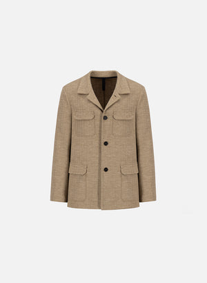 safari jacket herringbone crafted with Loro Piana fabric