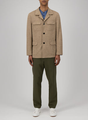 safari jacket herringbone crafted with Loro Piana fabric