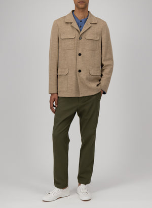 safari jacket herringbone crafted with Loro Piana fabric