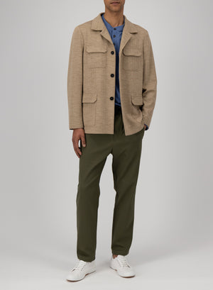 safari jacket herringbone crafted with Loro Piana fabric