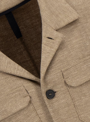 safari jacket herringbone crafted with Loro Piana fabric