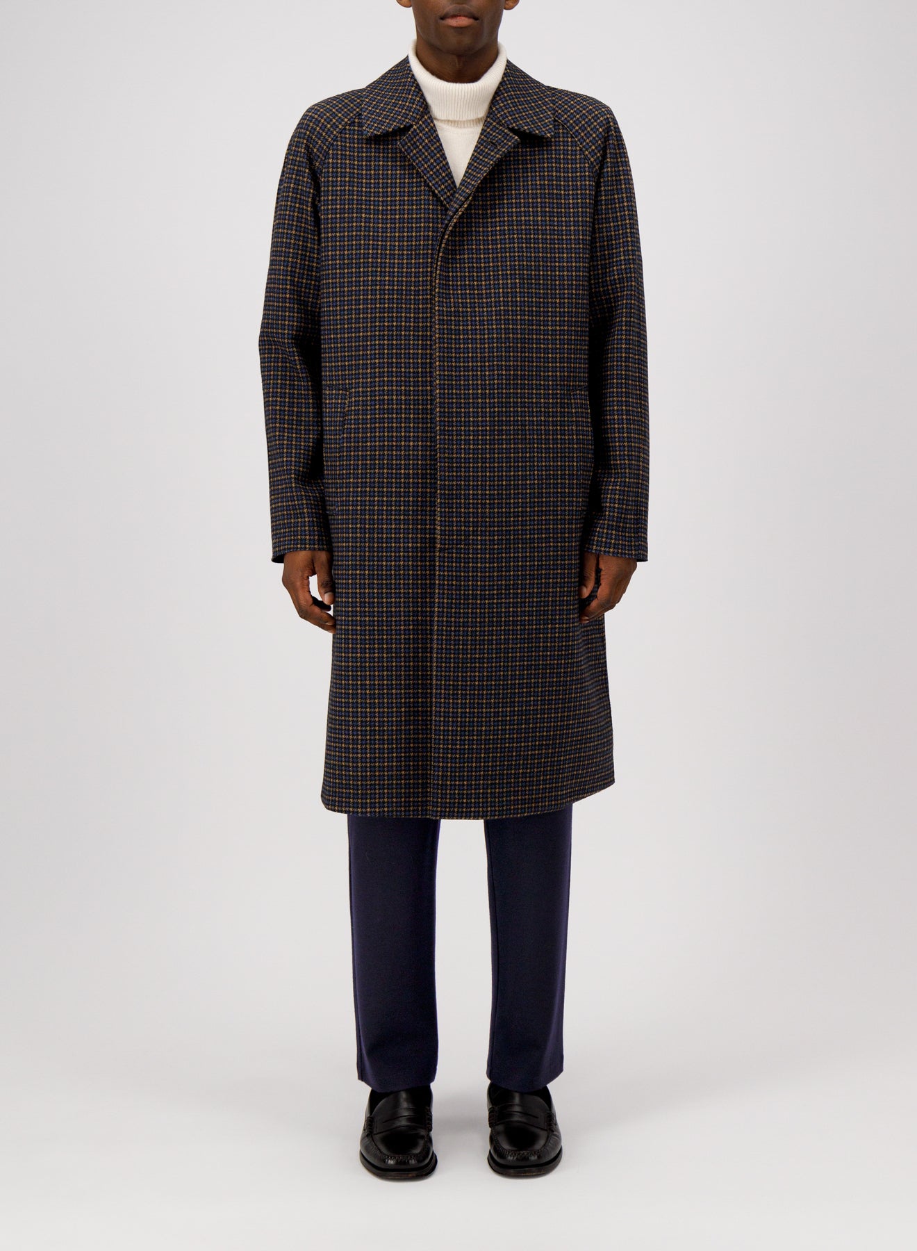 Fly front balmacaan tattersall