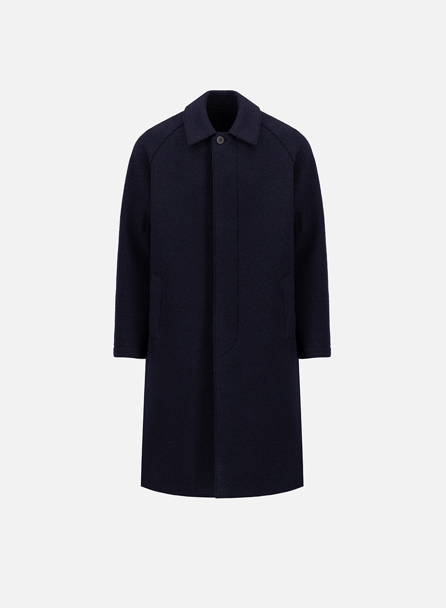 Fly front balmacaan boiled wool