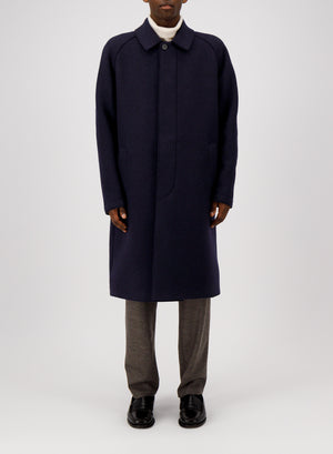 Fly front balmacaan boiled wool